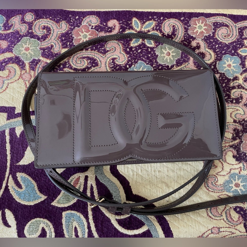 Dolce & Gabbana DG logo patent leather micro crossbody bag